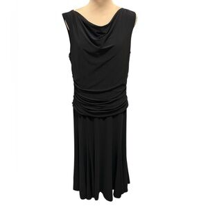 Chaps Dress Womens Size XL  Draped Black V-Neck Sleeveless Classic Elegant EUC.